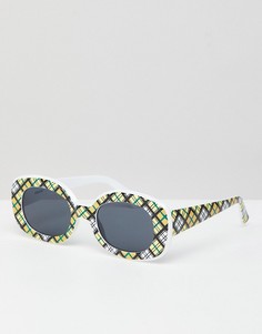 Квадратные солнцезащитные очки с клетчатым принтом в стиле 90‑х ASOS DESIGN - Мульти