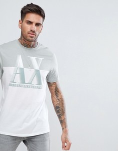 Белая футболка со вставкой и логотипом Armani Exchange - Белый