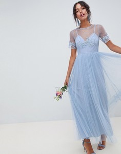 Платье макси с кружевом ASOS DESIGN - Синий