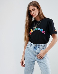 Свободная футболка с радужным логотипом Ellesse - Черный