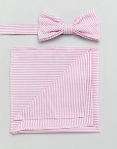 Галстук-бабочка и платок для нагрудного кармана из легкой жатой ткани Gianni Feraud - Розовый
