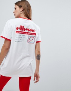 Футболка с окантовкой и принтом на спине Ellesse - Белый