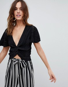 Топ с запахом и глубоким вырезом ASOS DESIGN - Черный