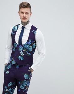 Темно-синий жилет скинни с цветочным принтом ASOS - Темно-синий