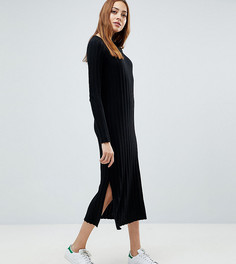 Платье миди в широкий рубчик ASOS TALL - Черный