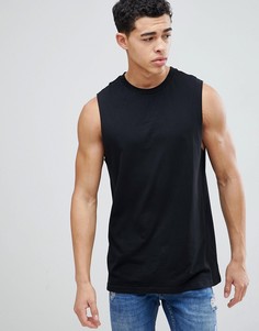 Черная футболка без рукавов New Look - Черный