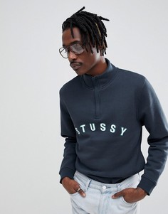 Свитшот с логотипом и молнией 1/4 Stussy - Черный