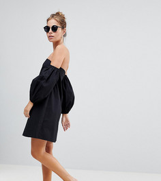 Хлопковое платье мини с открытыми плечами ASOS DESIGN Petite - Черный