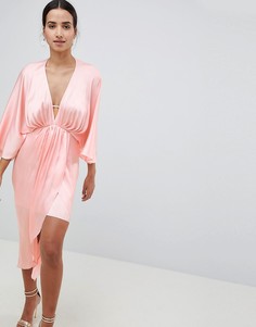 Атласное платье миди ASOS DESIGN - Розовый