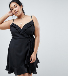 Платье мини с запахом и оборками ASOS DESIGN Curve - Черный