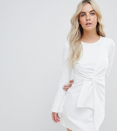 Приталенное платье мини с оборками на манжетах ASOS DESIGN Petite - Белый