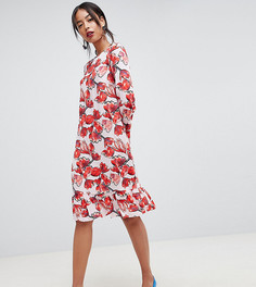 Платье А-силуэта с цветочным принтом и оборками Y.A.S Tall - Мульти