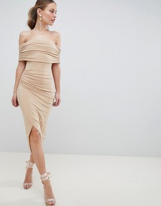 Платье миди с открытыми плечами ASOS DESIGN - Розовый