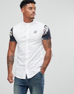 Облегающая рубашка с рукавами с цветочным принтом SikSilk - Белый