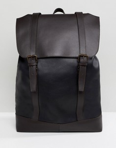 Черный кожаный рюкзак с двумя ремешками ASOS DESIGN - Черный