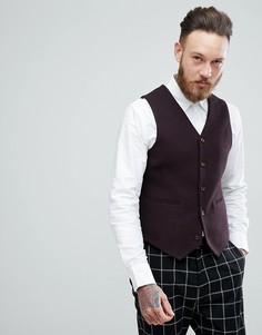 Бордовый зауженный жилет из фактурной ткани с добавлением шерсти ASOS - Красный