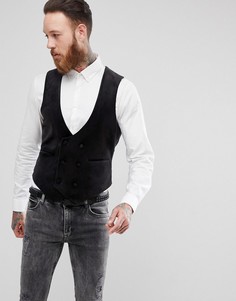 Черный бархатный жилет скинни ASOS - Черный