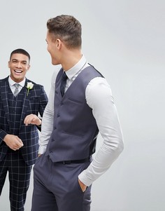 Синий приталенный жилет ASOS WEDDING - Синий