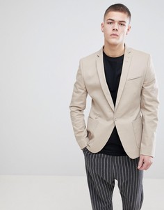 Желтовато-серый блейзер супероблегающего кроя ASOS DESIGN - Серый