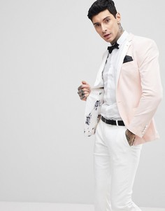 Розовый бархатный блейзер супероблегающего кроя ASOS Wedding - Розовый