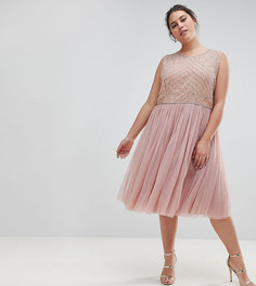 Декорированное платье с юбкой из тюля Lovedrobe Luxe - Розовый