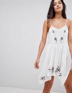 Пляжный сарафан с цветочной вышивкой ASOS - Белый