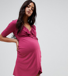 Чайное платье с запахом и оборками ASOS DESIGN Maternity - Красный