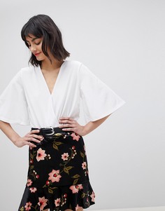 Бархатное боди с запахом Vero Moda - Белый
