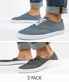 Набор из 2 пар кед (черные / синие из шамбре) ASOS DESIGN - СКИДКА - Мульти