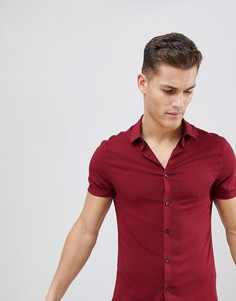 Бордовая приталенная рубашка из вискозы ASOS DESIGN - Красный