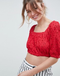 Кроп-топ с квадратным вырезом и вышивкой ASOS DESIGN - Красный