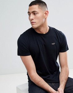 Черная футболка с круглым вырезом и логотипом-чайкой Hollister Core - Черный