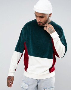Велюровый oversize-свитшот колор блок ASOS DESIGN - Мульти