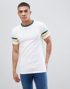 Обтягивающая футболка с контрастными вставками на рукавах ASOS DESIGN - Белый