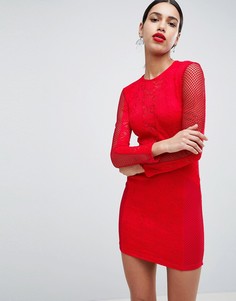Кружевное облегающее платье AX Paris - Красный