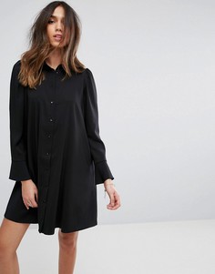 Платье-рубашка мини с длинными рукавами ASOS DESIGN - Черный