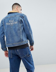 Джинсовая куртка с вышивкой на спине HUF Brooklyn - Синий
