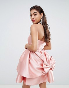 Платье мини для выпускного с двухслойной юбкой и бантом ASOS DESIGN - Оранжевый