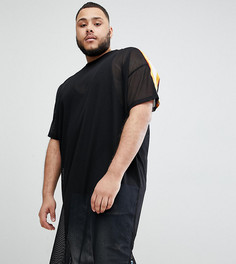Длинная сетчатая oversize-футболка с отделкой кантом на рукавах ASOS - Черный
