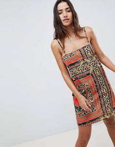 Красное платье мини на бретелях с платочным принтом ASOS DESIGN - Мульти