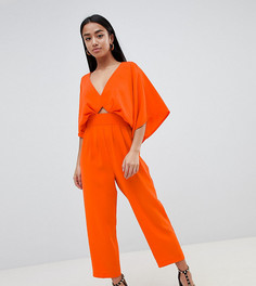 Комбинезон с рукавами-кимоно и широкими брюками со складками ASOS DESIGN Petite - Красный