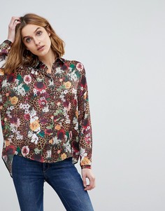Атласная oversize-рубашка с принтом ASOS DESIGN - Мульти