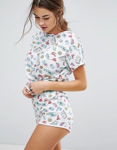 Пижамный комплект с шортами и принтом ASOS - Мульти