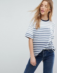 Футболка в полоску с эффектом омбре и круглым вырезом ASOS - Мульти