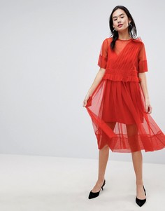 Платье миди из тюля со сборками ASOS - Мульти