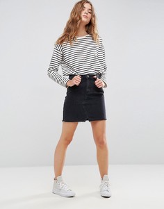 Черная выбеленная джинсовая мини-юбка ASOS DESIGN - Черный