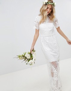 Кружевное платье макси с фактурной отделкой ASOS EDITION Wedding - Белый