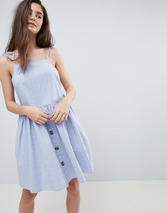 Свободное платье мини в стиле casual с пуговицами ASOS - Синий