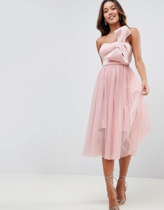 Платье миди из тюля с бантом ASOS PREMIUM - Розовый