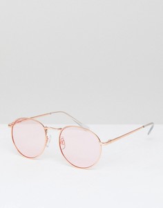 Розовые круглые солнцезащитные очки в стиле 90‑х в металлической оправе ASOS - Розовый